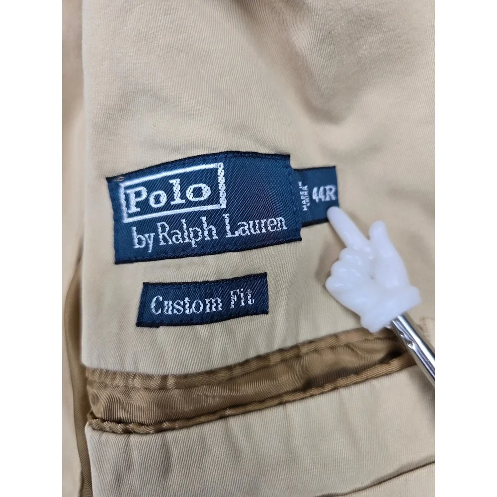 Polo Ralph Lauren Blazer Mens‎ 44R Tan Cotton Custom Fit Sport Coat Sportswear